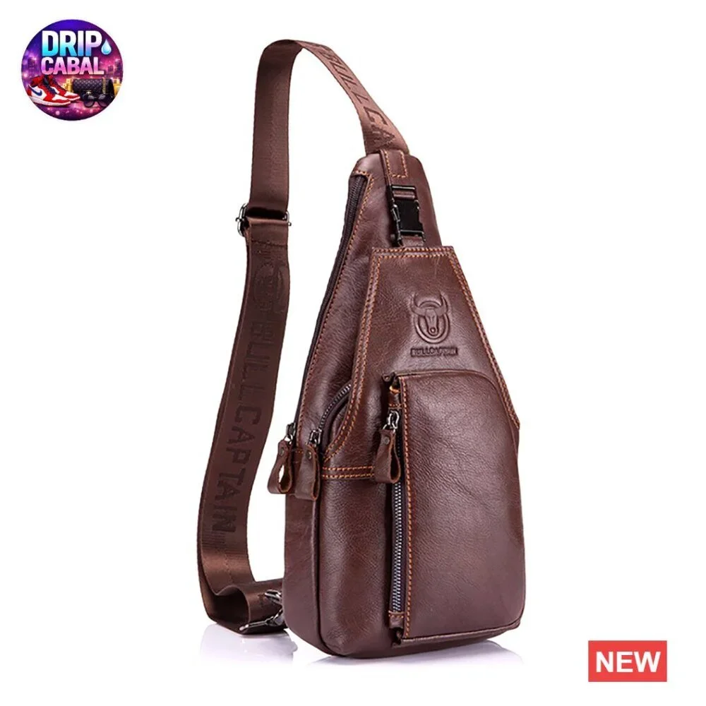 Genuine Leather Chest Bag Crossbody Sling Backpack Messenger Daypack